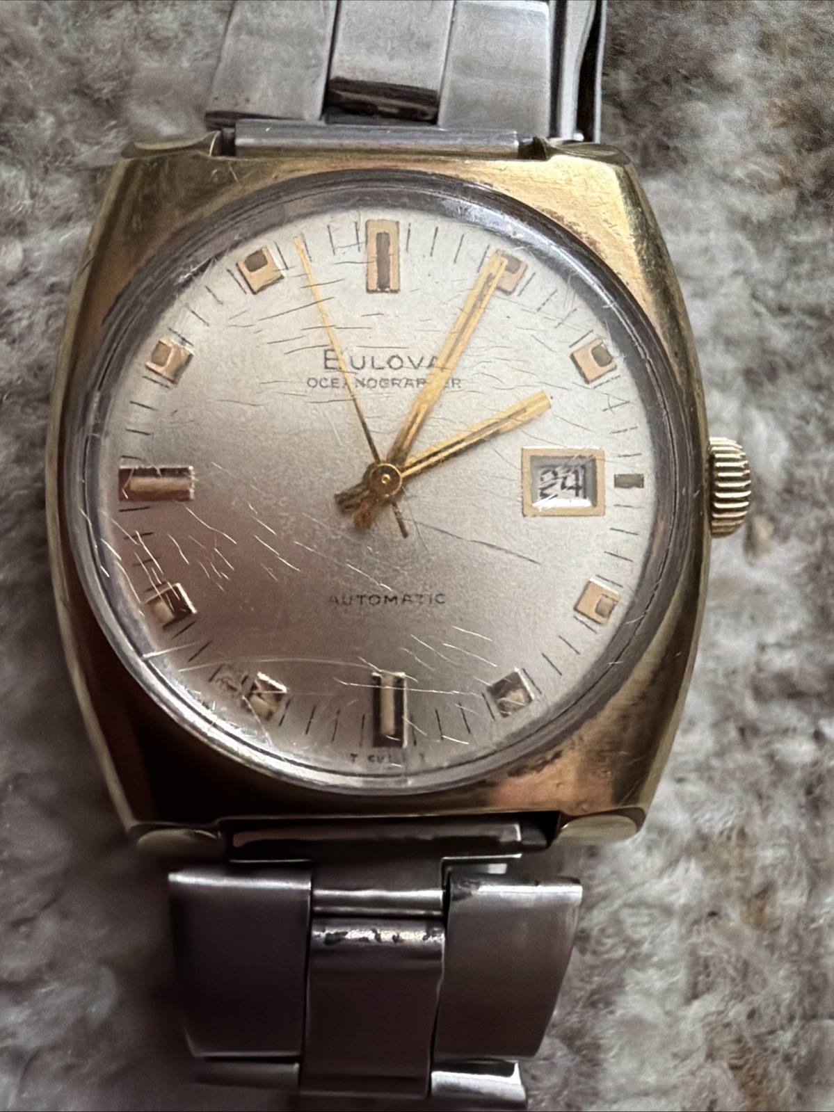 1969 Bulova Oceanographer Water & Shock Resistant Stainless Steel Wristwatch