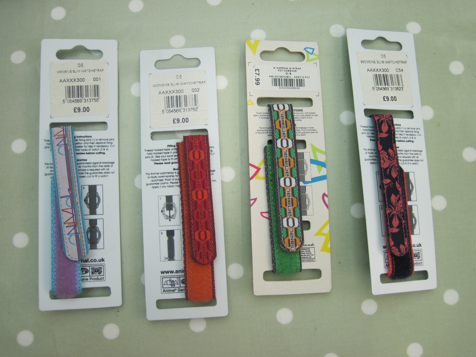 4 ANIMAL WOMENS 16mm WATCH STRAPS NEW OLD STOCK