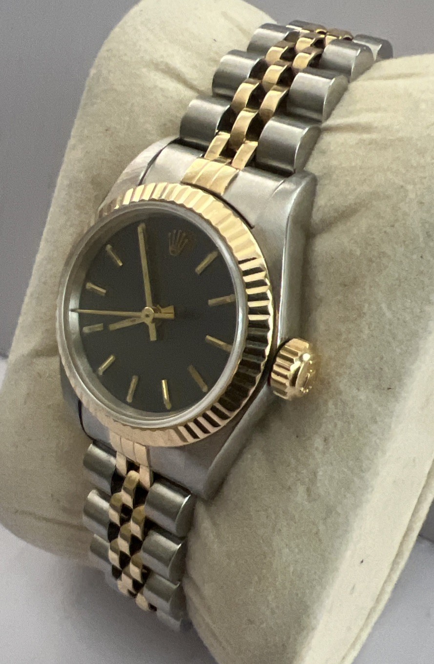 TWO TONE SS & 18k Gold ROLEX R67193 Ladies Oyster Perpetual Automatic