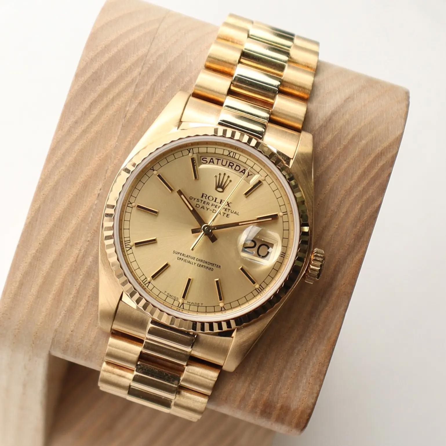 Rolex President Day-Date 36mm 18038 18K Yellow Gold Champagne Dial Men Watch