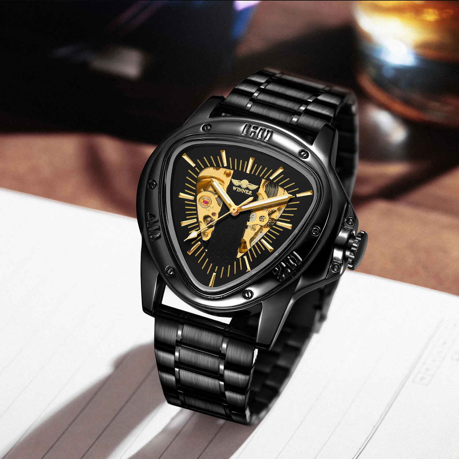 T-Winner Luminous Mens Automatic Self Wind Mechanical Watch Triangle Wrist Watch