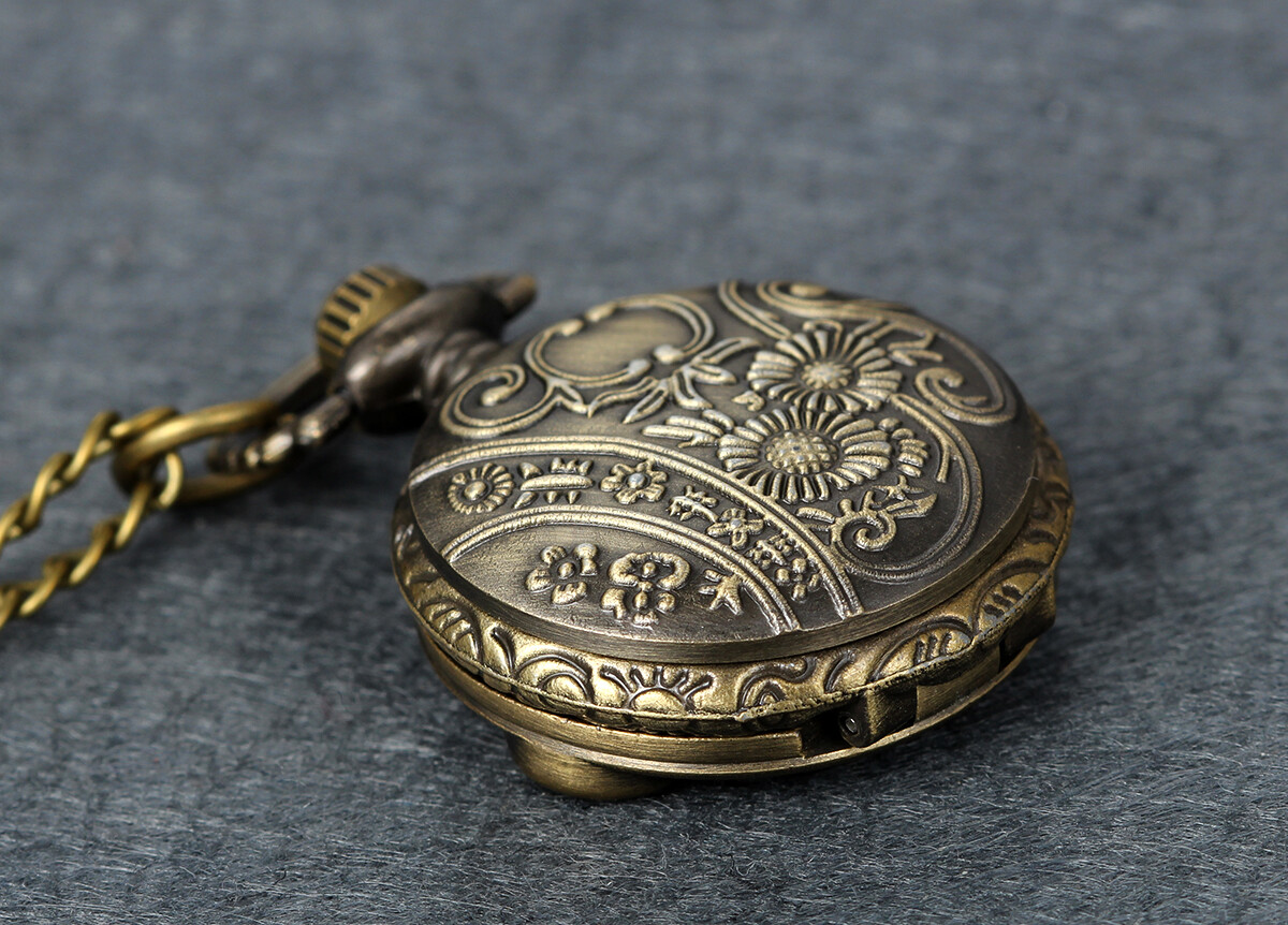 Vintage Biker Motorcycle Quartz Half-hunter Pocket Watch Pendant Necklace Chain