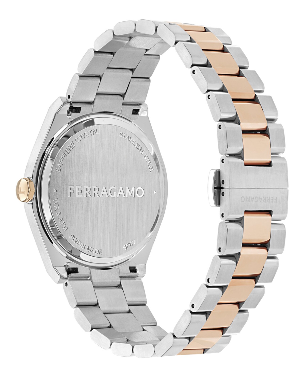 Ferragamo Mens Two Tone 40mm Bracelet Fashion Watch