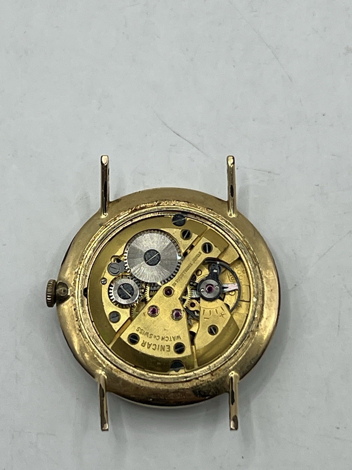 VINTAGE ENICAR ULTRASONIC SILVER DIAL 23j 100/149 CPS AUTOMATIC WATCH ~ AS IS ~