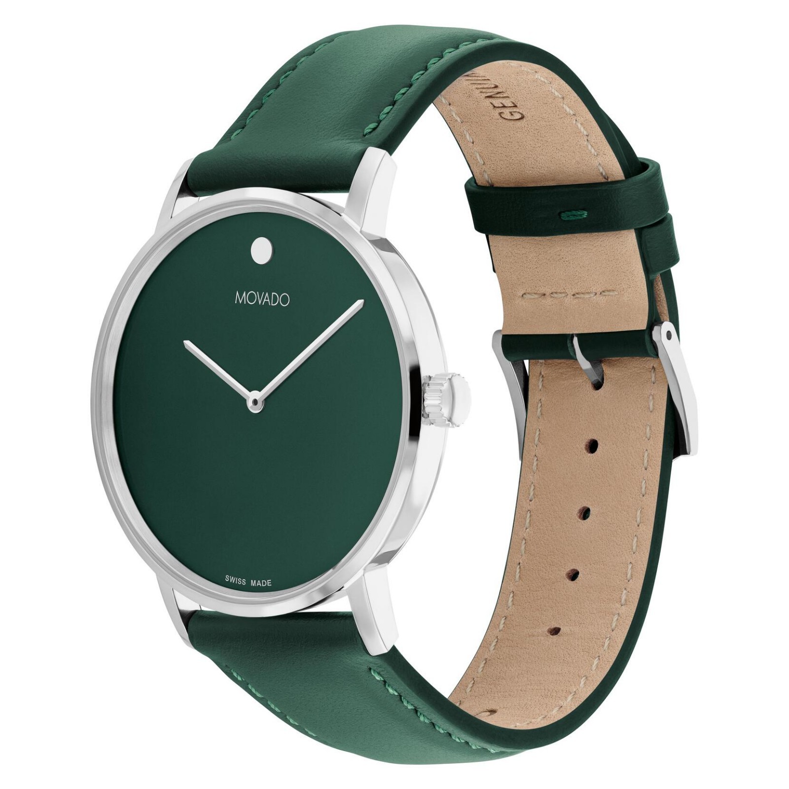 MOVADO Signature Green Dial & Green Leather Band Watch 0608101