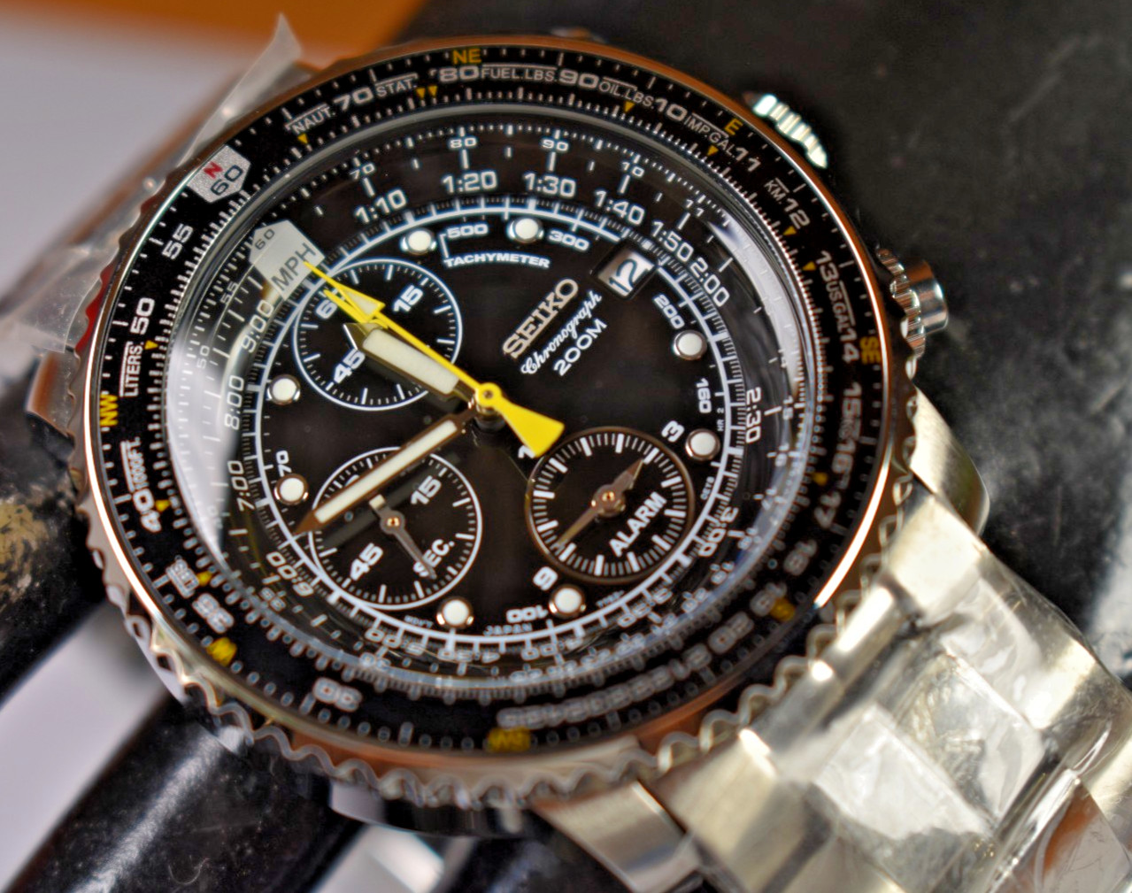 NEW! IOB! Seiko SNA411P1 Flightmaster Men’s Black Dial Watch NEW BATTERY!