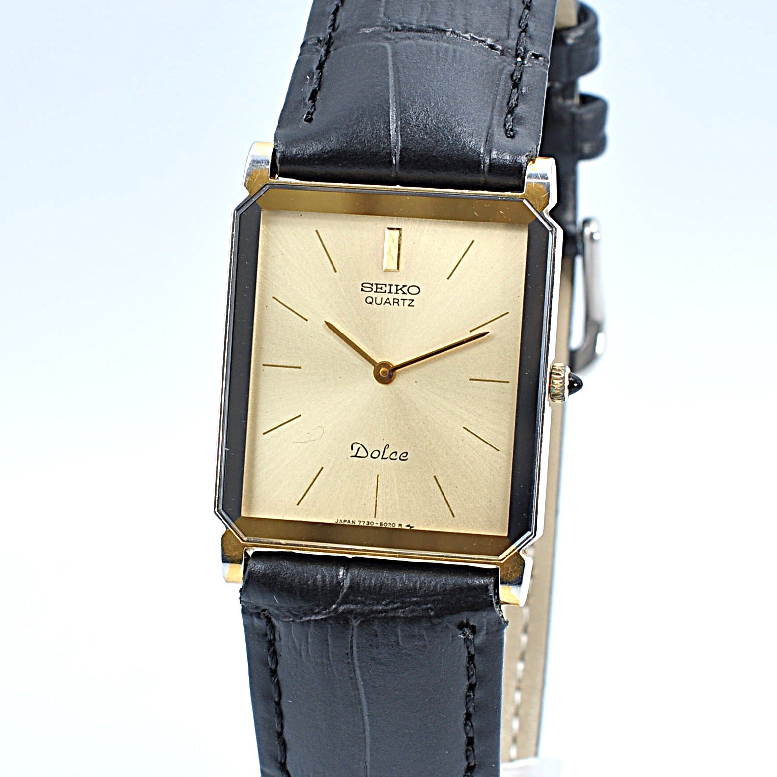 SEIKO Dolce 7730-5020Quartz S6P30 Watch Men’s New Battery,New Belt w-12227