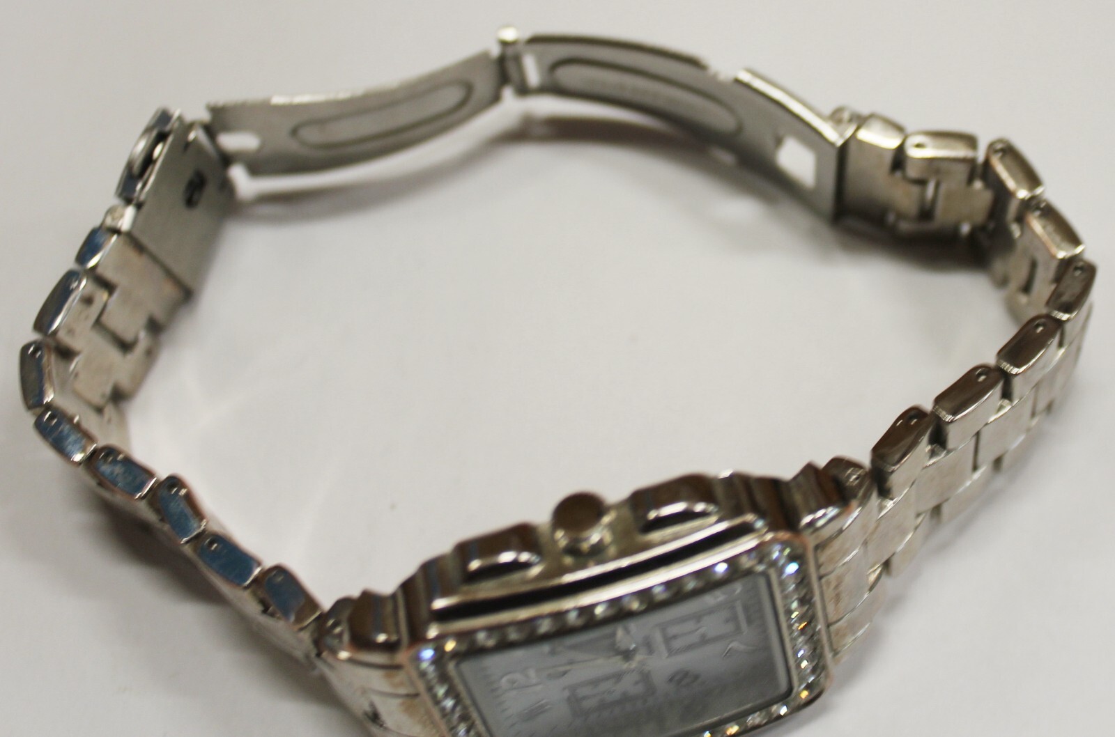 CC-Mens Wristwatch-12 Hour-Japan Movt-SS Back-Rectangular-Rhinestones-8865-A1