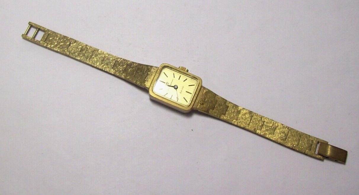 Jules Jurgenson Brass Ladies Watch Vintage 17-Jewel Swiss Mechanical Runs Great