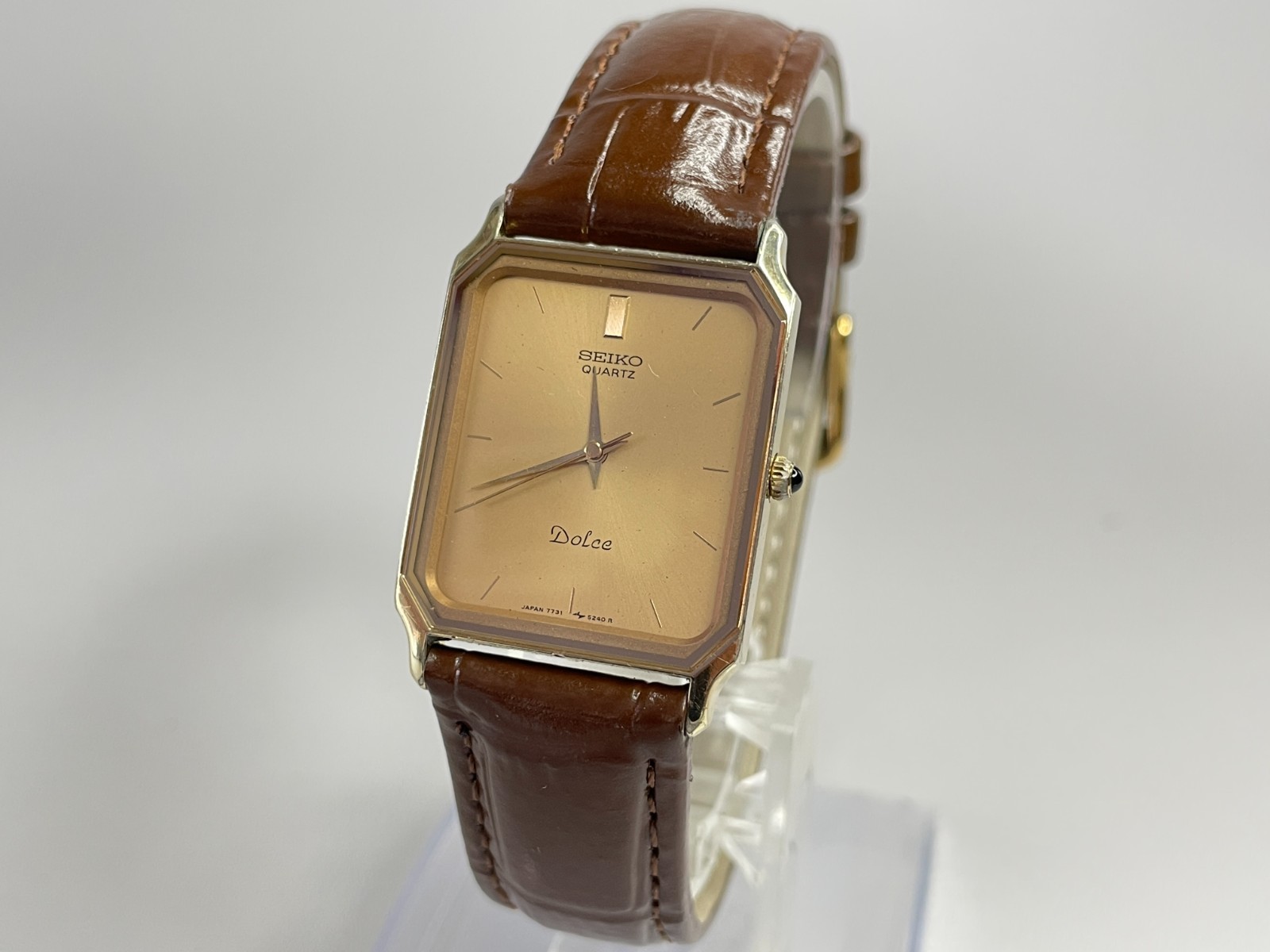 SEIKO Dolce 7731-5210 Vintage 1985 [US Stock] Quartz Gold Mens Watch JP *N.MINT