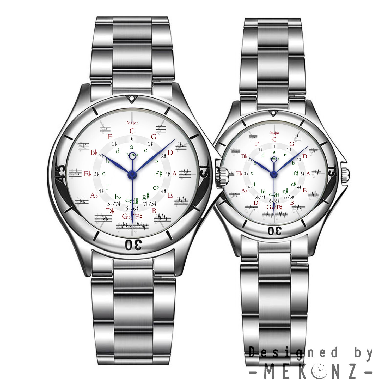 Circle of Fifths Metal Watch | Gift for Music Lovers | Musical Major Minor Keys