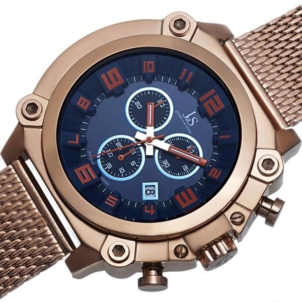 Joshua & Sons JS58RG Swiss Quartz Chronograph Date Blue Dial Rosetone Mens Watch
