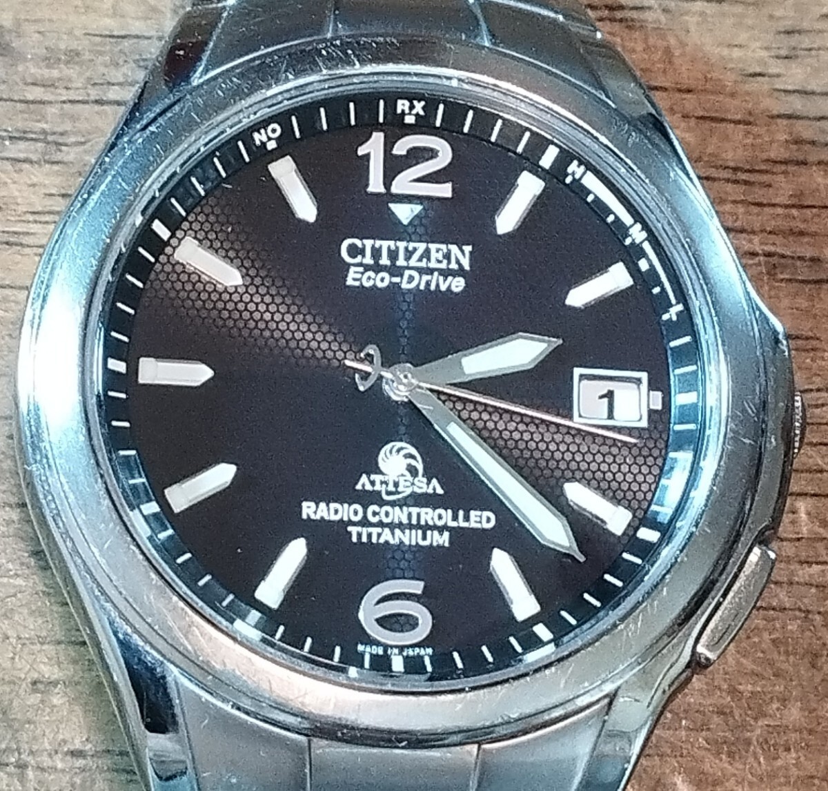 Citizen Attesa Eco-Drive Radio Controlled Date Titanium Watch Japan