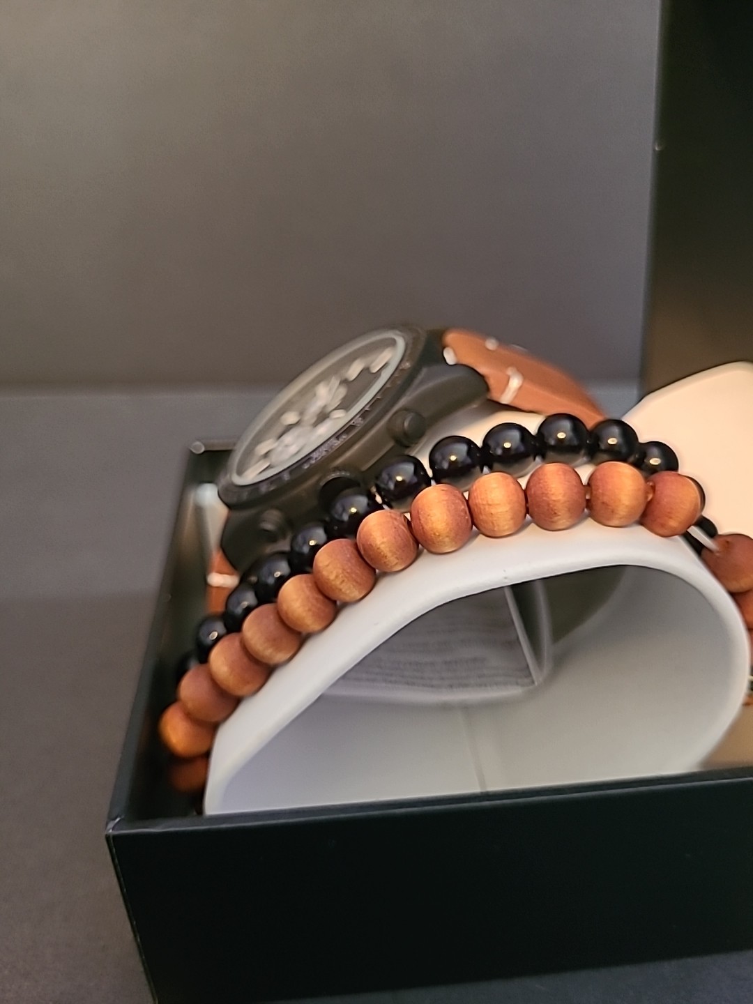 INC International Concepts Men’s Brown Leather Strap Watch 48mm Gift Set