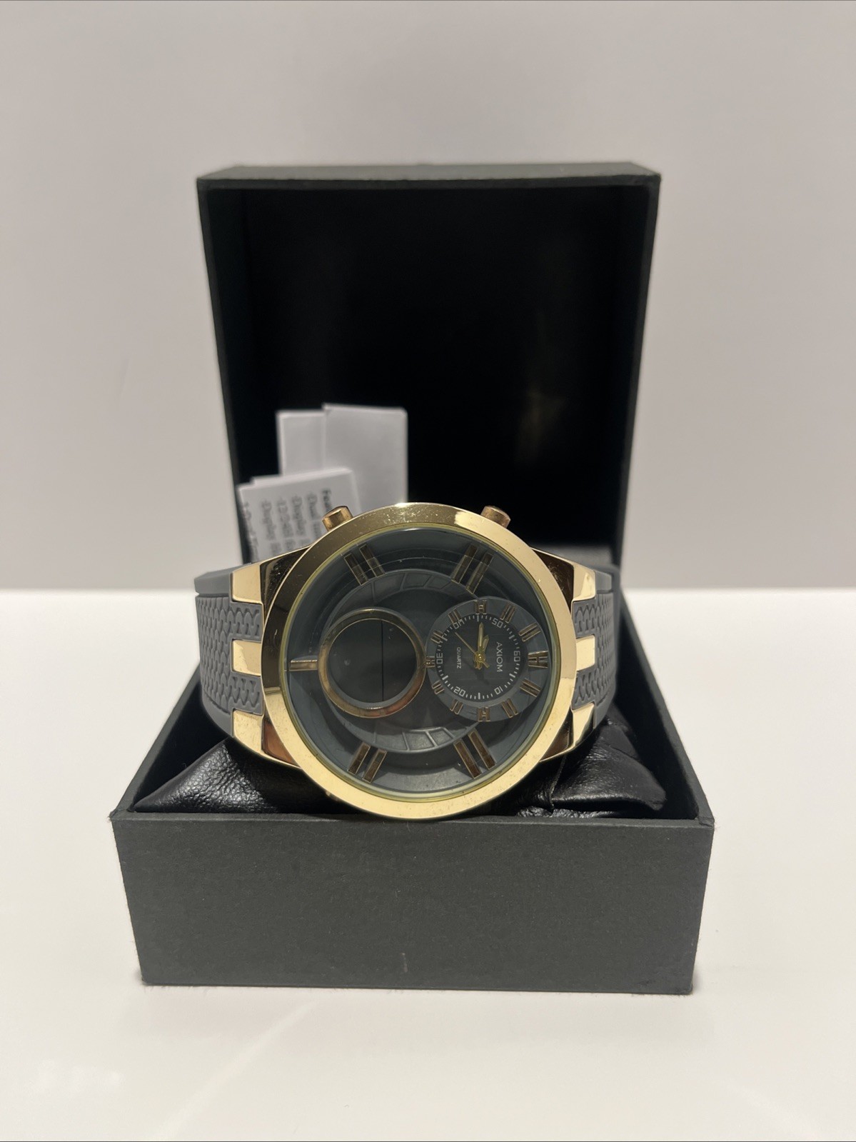 Axiom Analog Men’s Wristwatch CR 2025/SR626SW Chronograph | Org Box | Pillow Tag