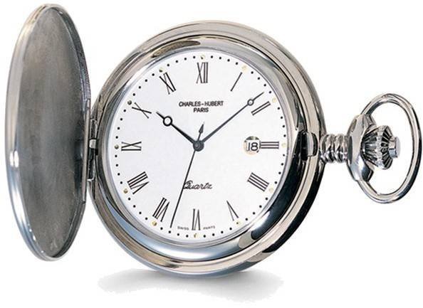 Charles Hubert Stainless Steel White Dial with Date Pocket Watch XWA835