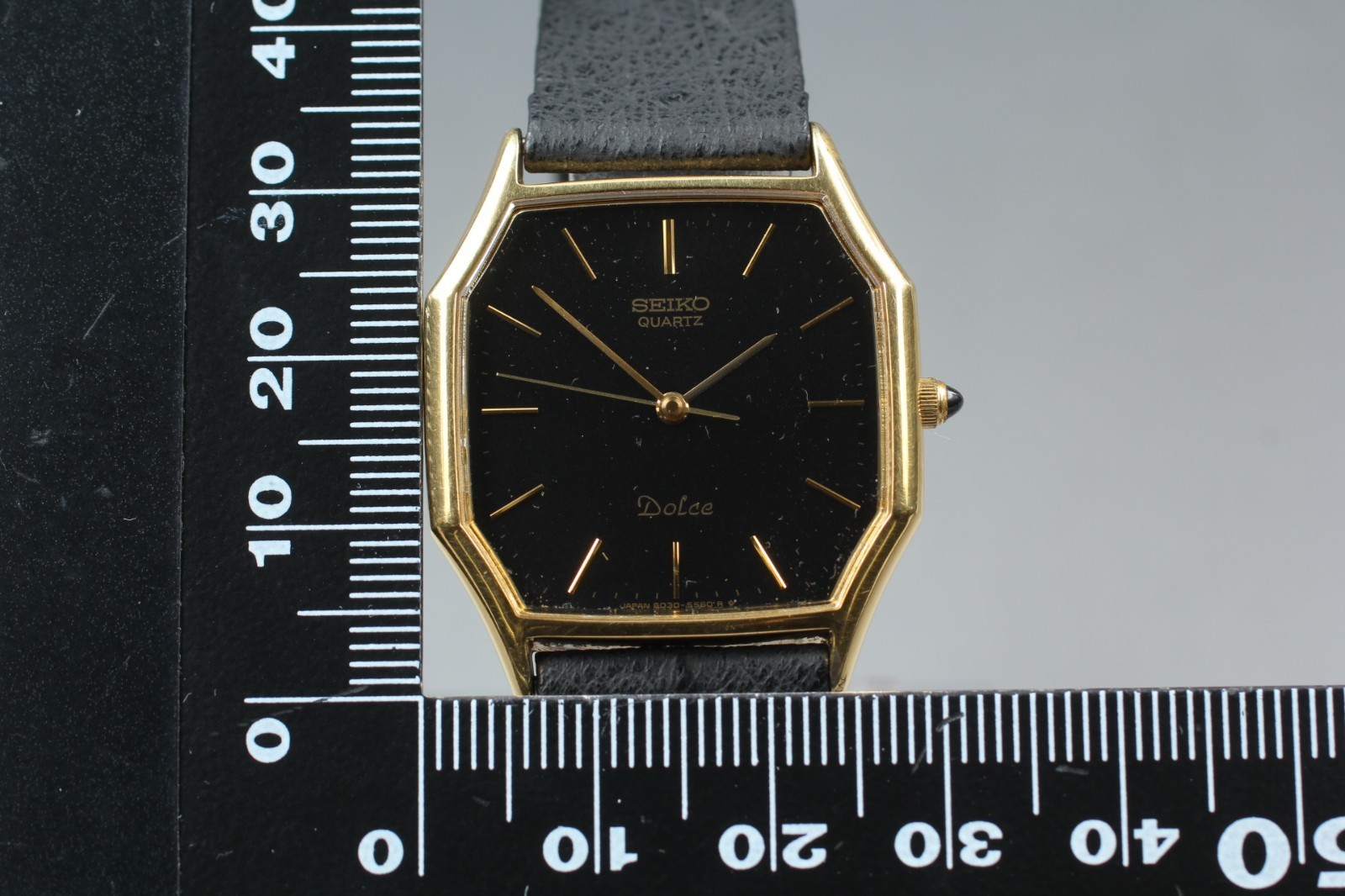 Vintage [Exc+5] Seiko Dolce 6030-5500 Octagon Black Dial Men’s Qz Watch JP #24