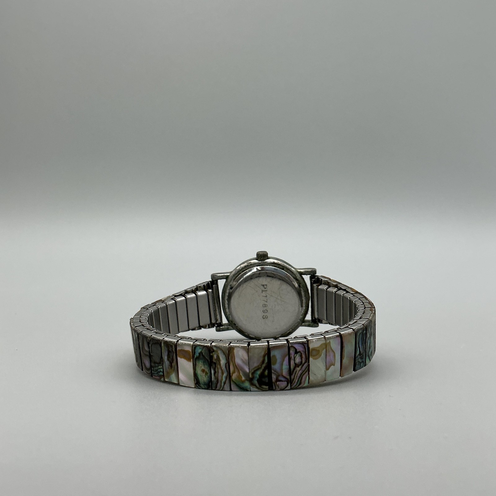 Vintage Boca Classics Womens Watch 26mm Silver Tone Abalone Stretch New Battery