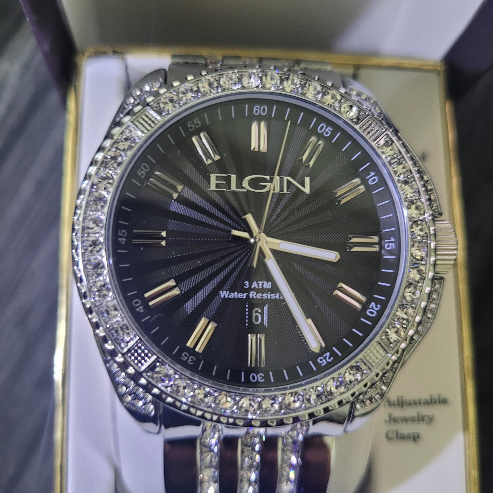 Rare Elgin Diamond Bezel Paved Mens Watch Authorized Dealer
