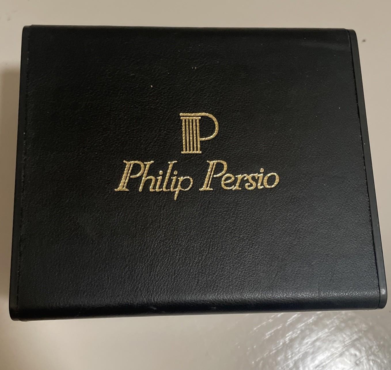 Philip Persio Silver Finish Bezel Watch 3 ATM Water Proof NIB NEW BATTERY