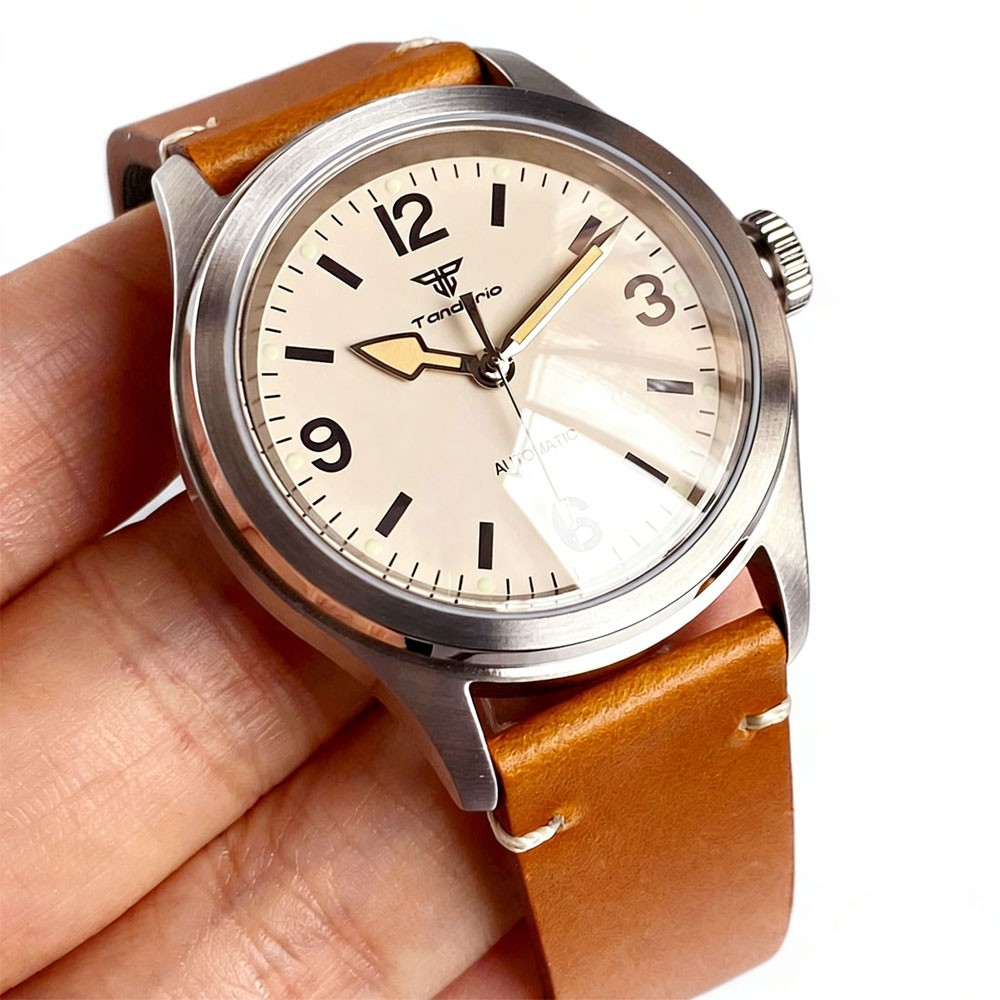 38mm Vintage Pilot Field Automatic NH35 Asia2824 Men Lume Watch Sapphire 10ATM