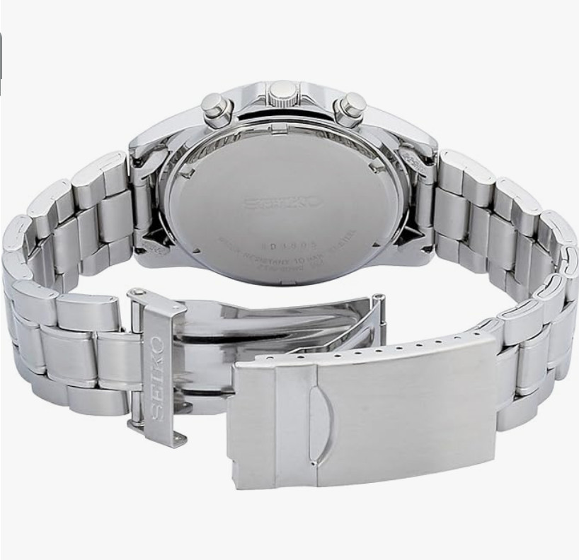 Seiko SND367PC Men’s Quartz Chronograph Black Dial Silver Watch　Fr/s