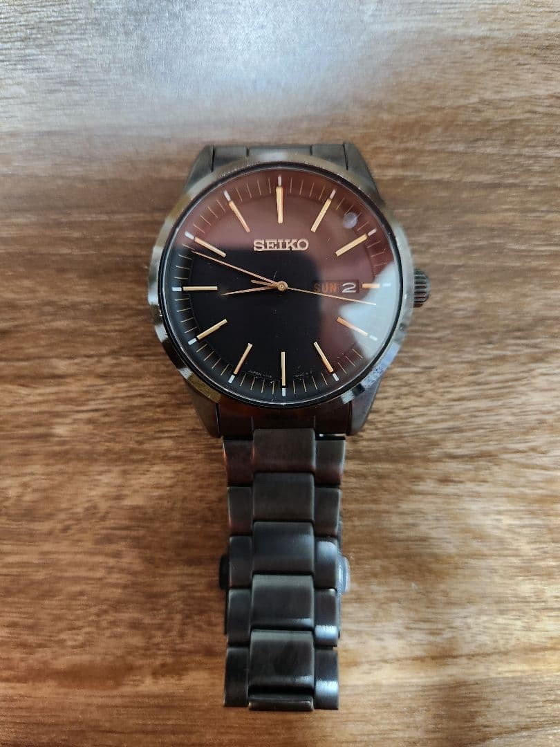 SEIKO Solar Watch V158-0AM0 Black Day-Date Men’s [Working]【From Japan】