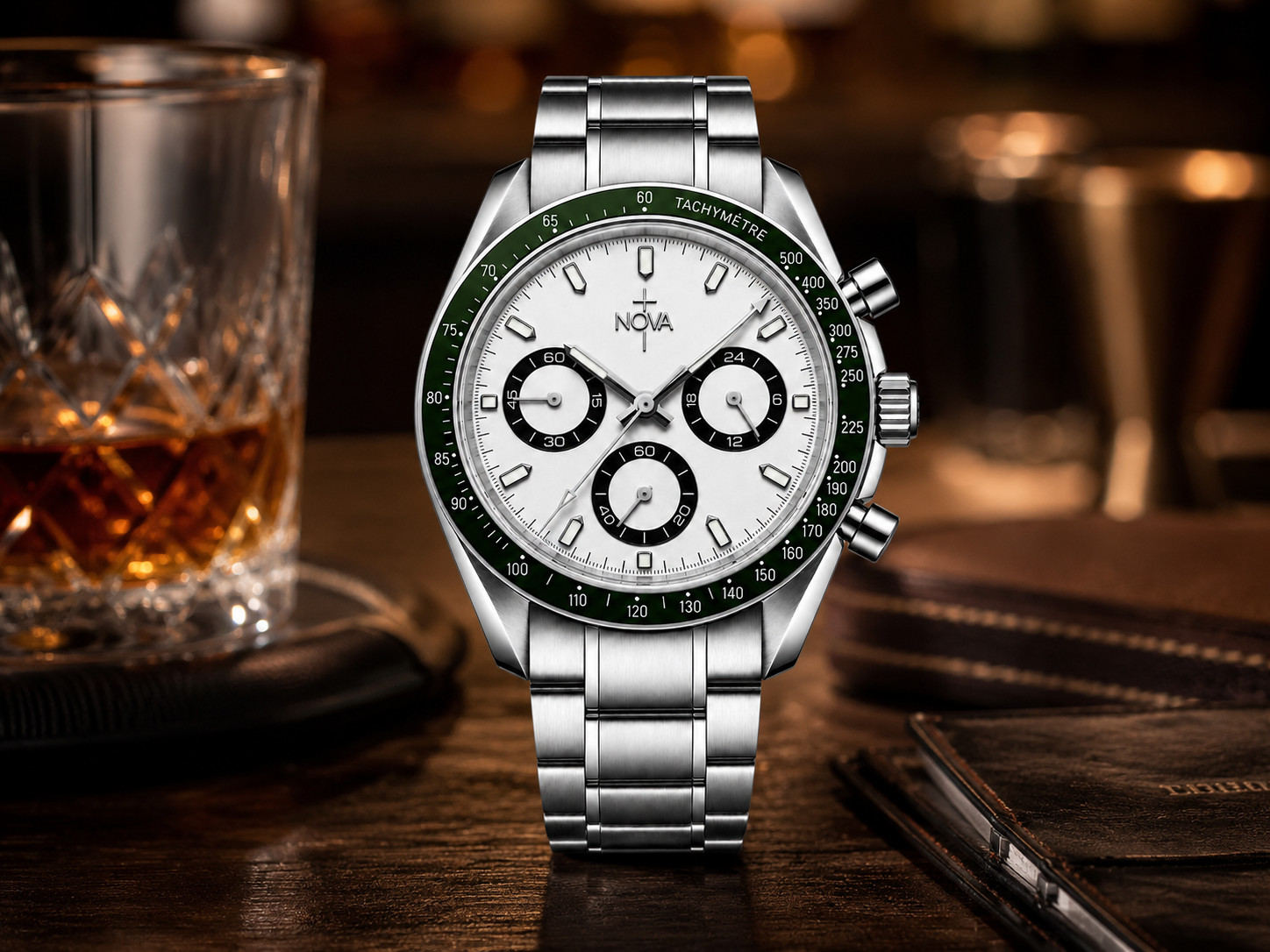 Nova Christian Verdant Covenant Custom Watch White Dial Green Bezel