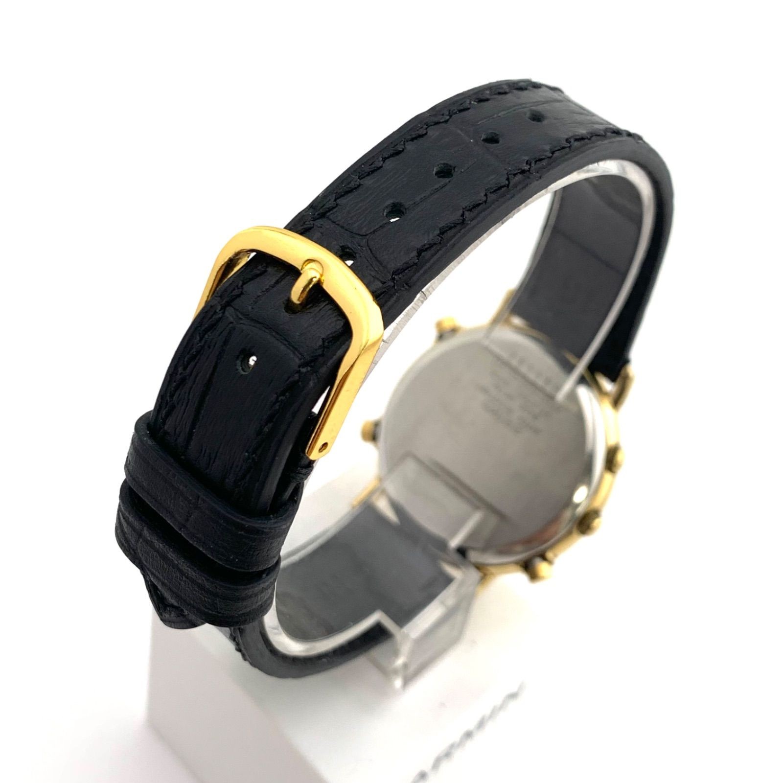 SEIKO SPIRIT Chronograph Watch Gold White Leather Strap 35mm 18.5cm