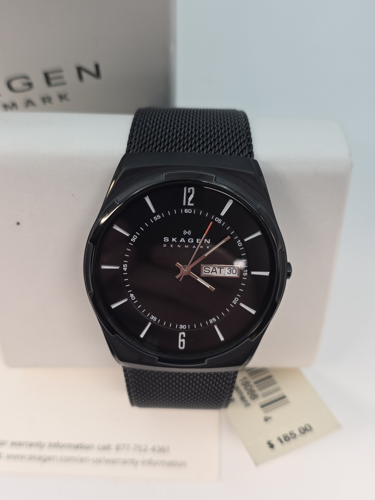 Skagen Melbye Titanium and Black Steel Mesh Men’s Watch SKW6006