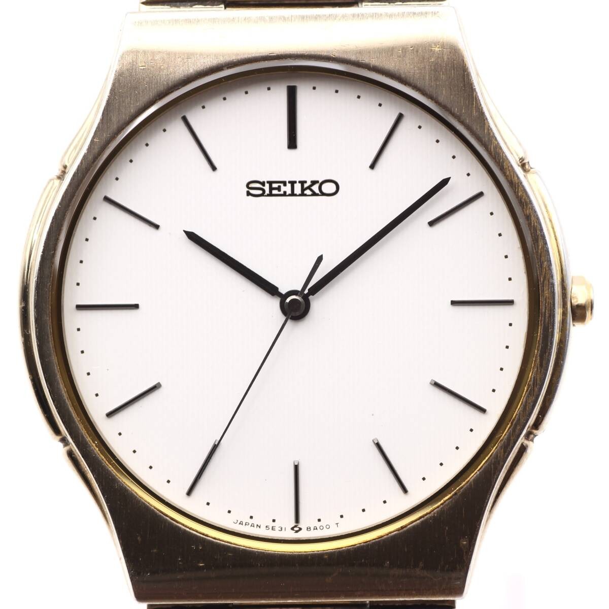 Rare SEIKO dress watch men’s wristwatch 90s vintage 5E31 8A00 white dial quartz