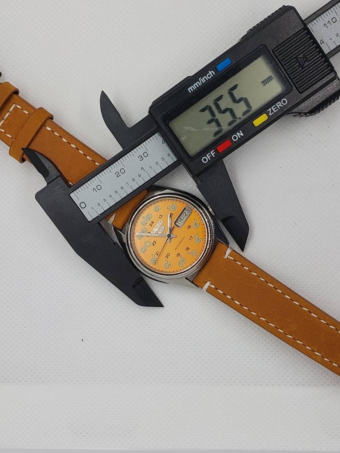Seiko 5 Automatic 7009 Orange-Thai Numerals Dial with Leather Strap