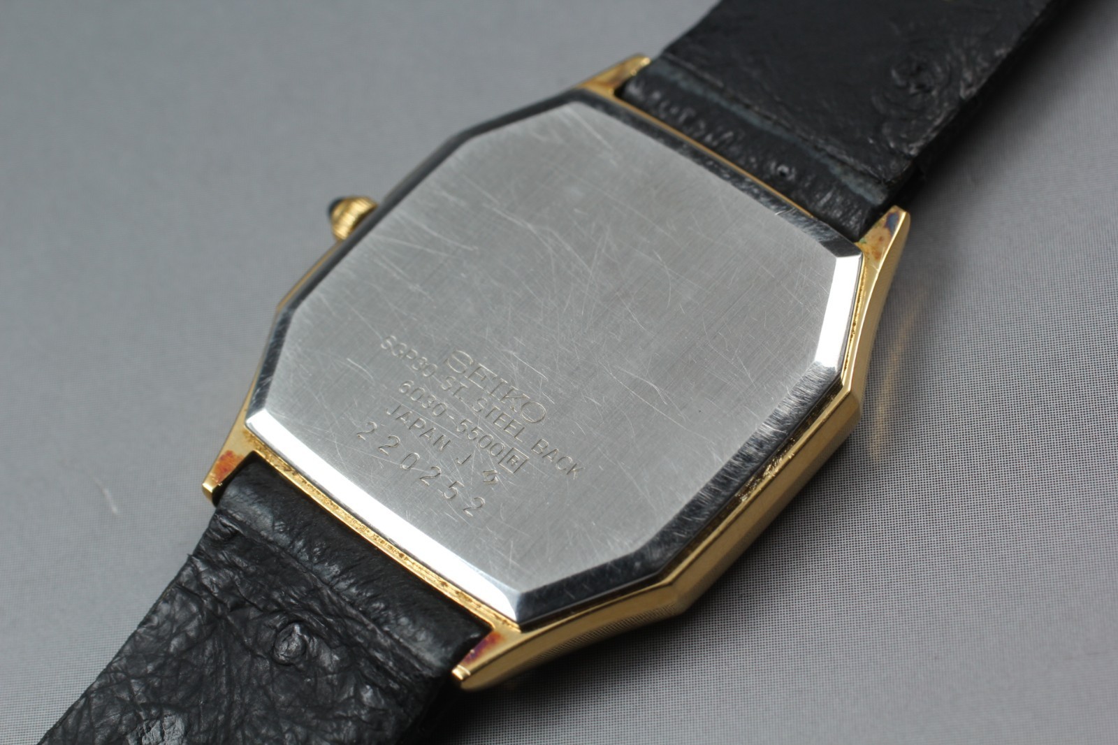 Vintage [Exc+5] Seiko Dolce 6030-5500 Octagon Black Dial Men’s Qz Watch JP #24