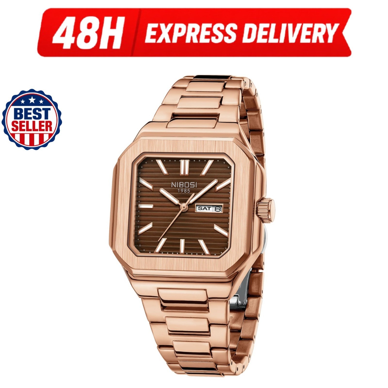 NIBOSI Men’s Analog Quartz Stainless Steel Waterproof Classic Watch