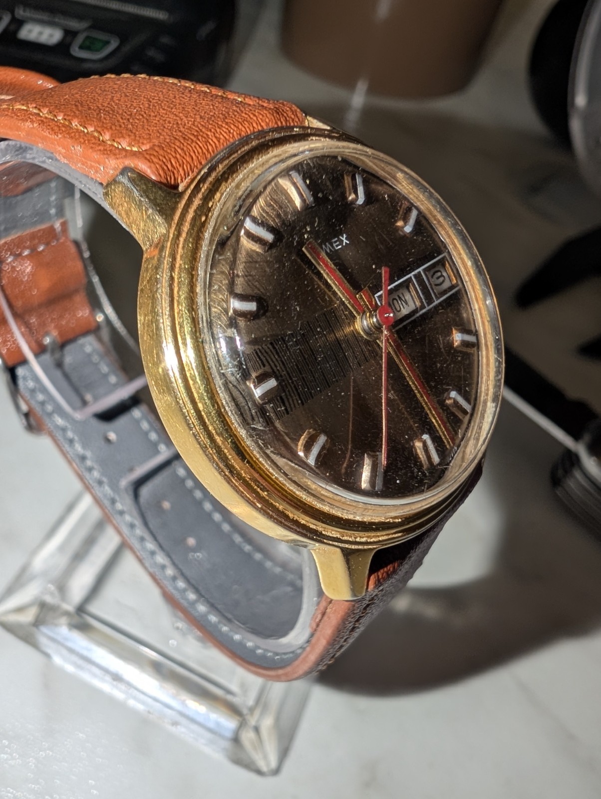 Timex Mercury Mens Watch Day/Date Chocolate Dial 1975