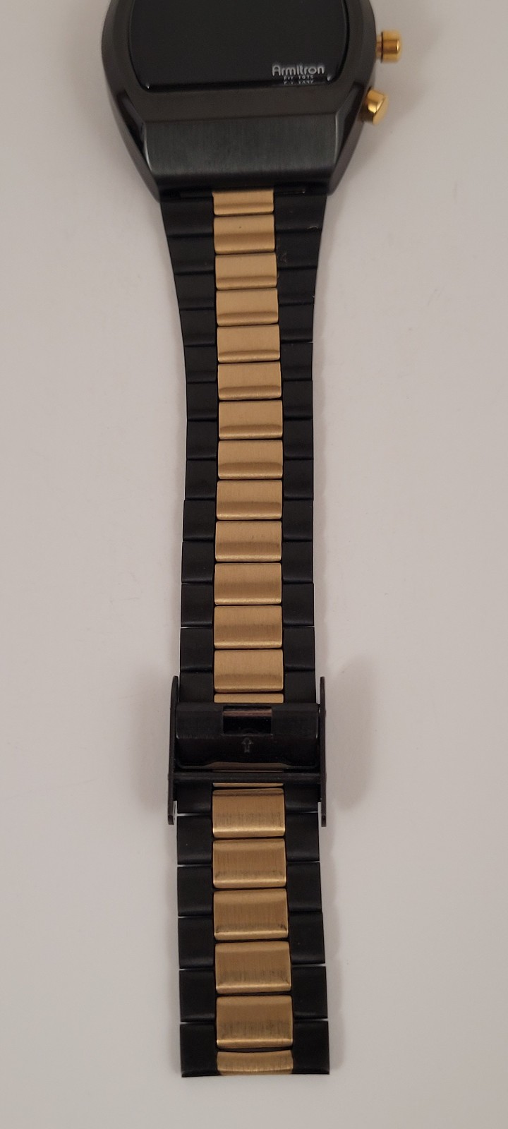 Armitron Griffy 40/8475BG Mens Retro LCD Black Gold Two Tone Red LED Watch