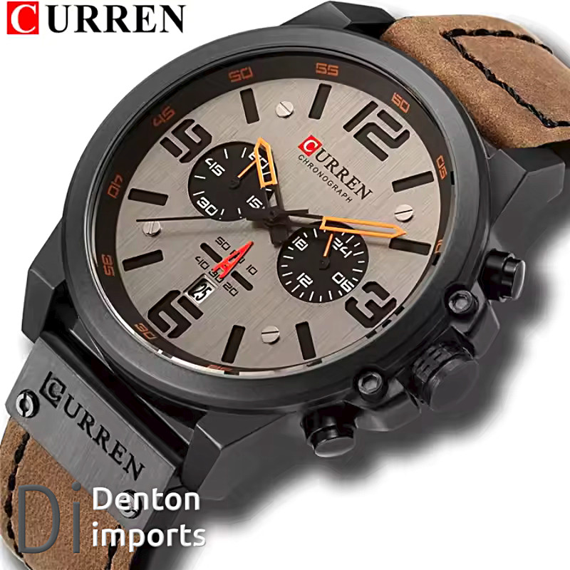 CURREN 8314 Men’s Business Leather Strap Quartz Wristwatch, Waterproof Calendar