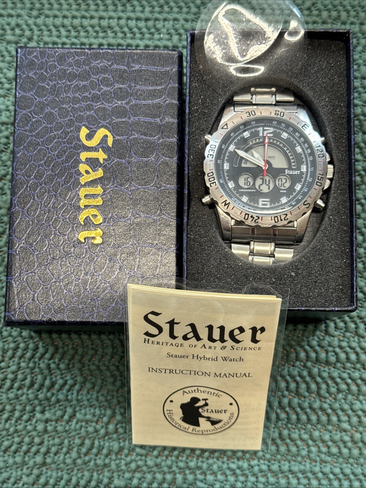 STAUER Hybrid Diver Mens Watch 47MM Stainless Steel Bracelet New In Box
