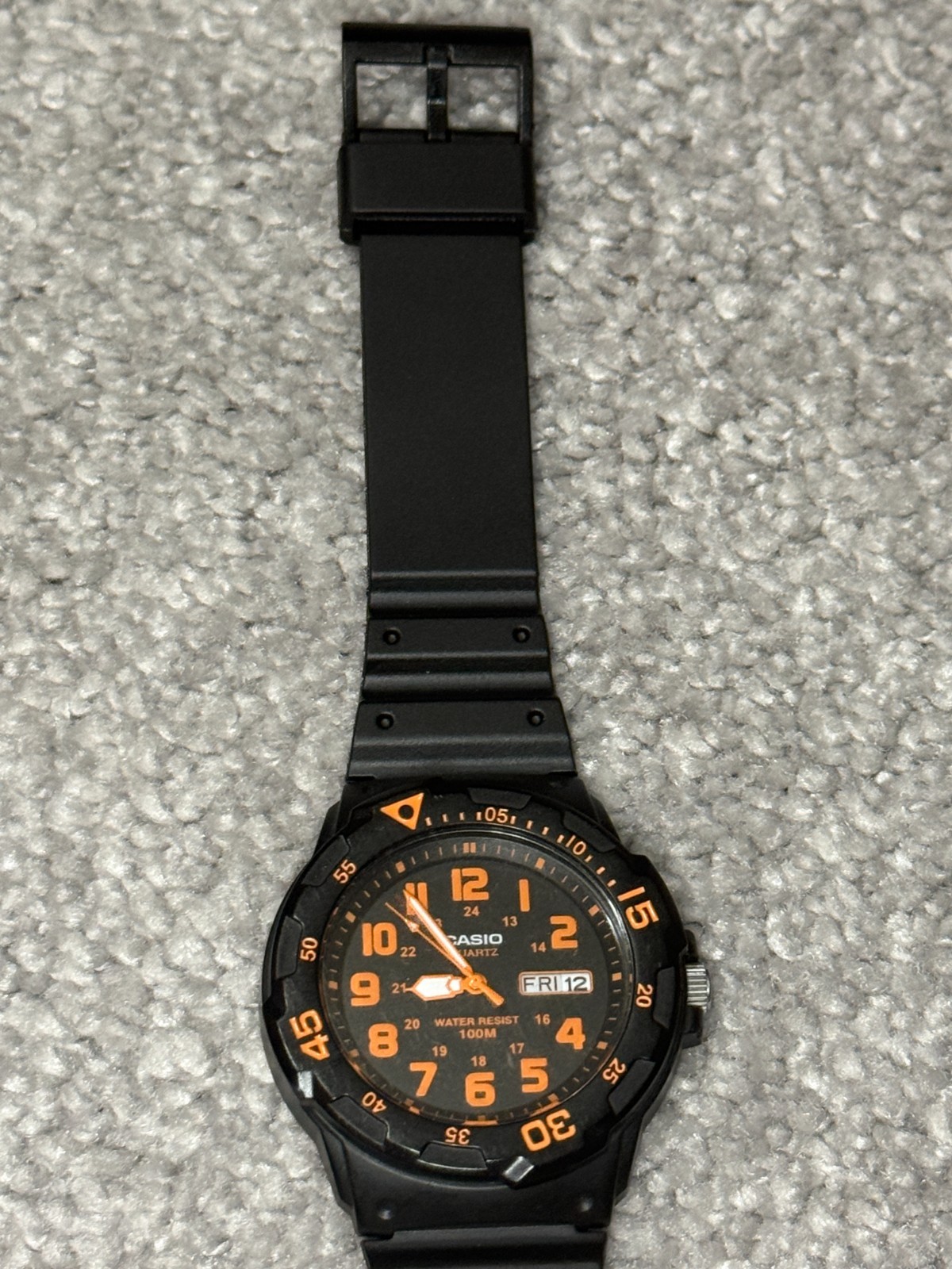 Casio MRW-200H Analog Watch Orange Black Day/Date 100 Meter WR With New Battery