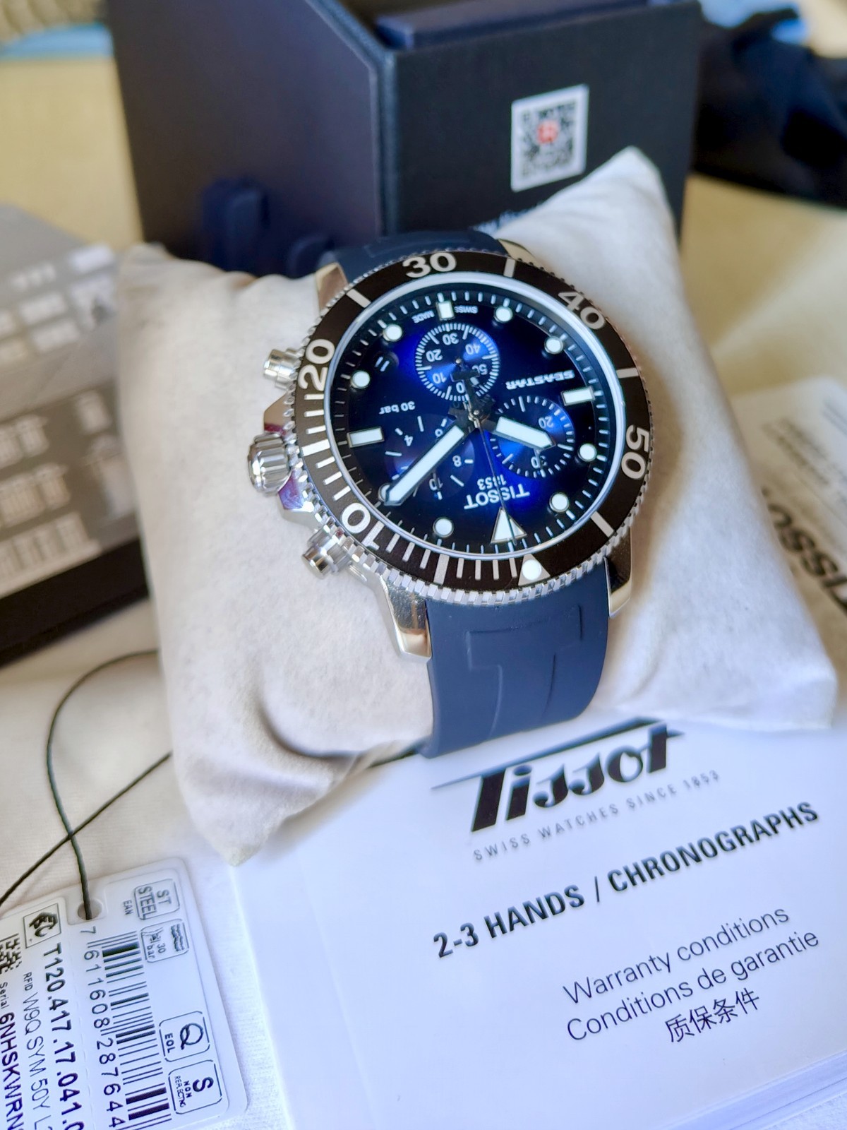 Tissot Seastar 1000 T-Sport Steel Men’s Chronograph Blue Black Dial Diver 300m