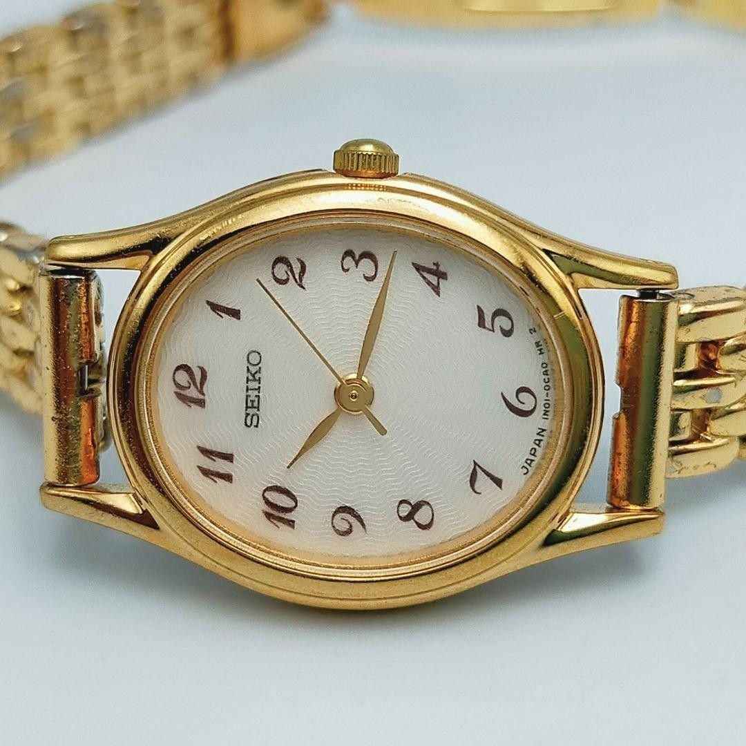 SEIKO Vintage Gold Ladies Quartz Watch New Battery Working Used Authentic Japan