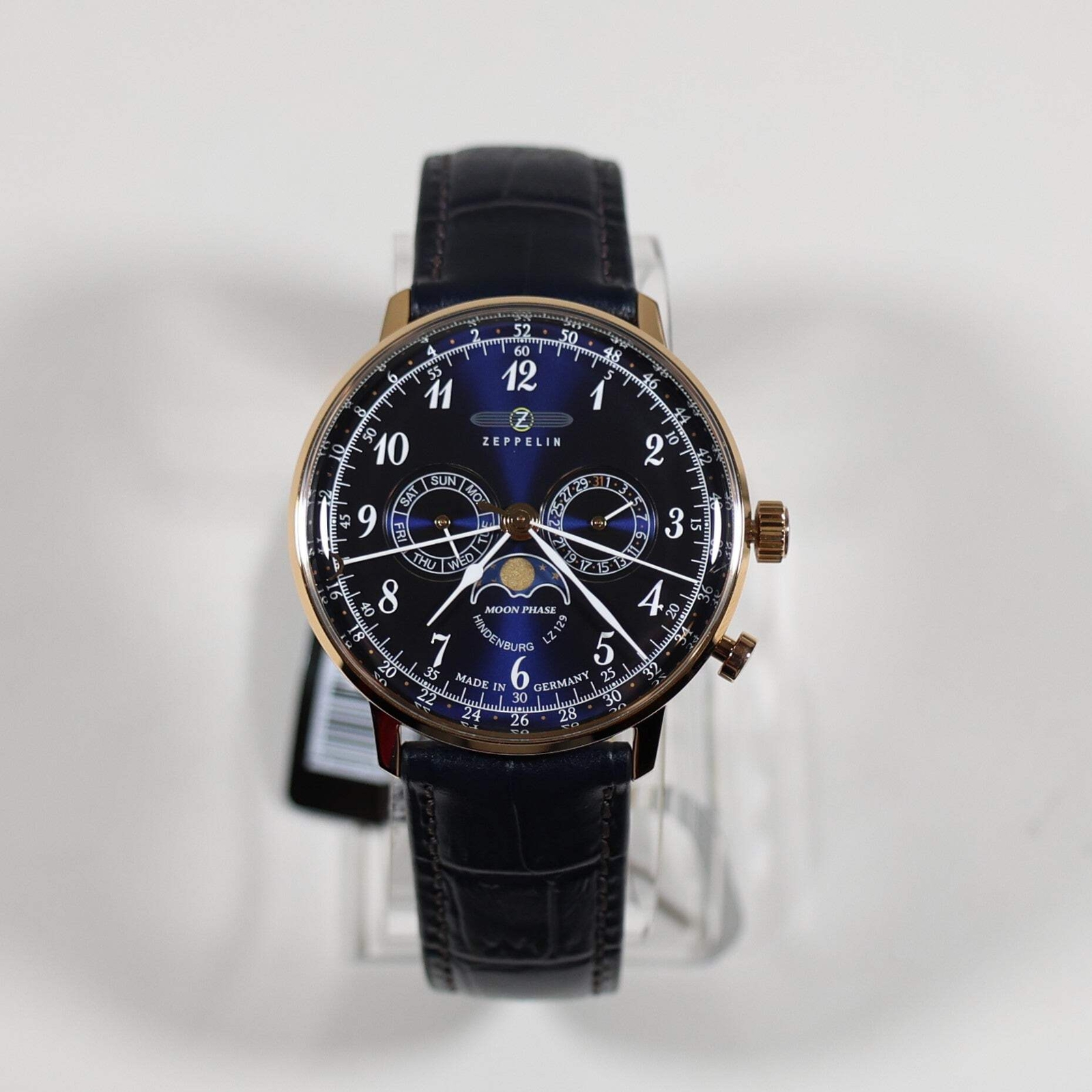 Zeppelin Hindenburg Rose Gold Tone Blue Dial Men’s Watch 7038-3 LZ129