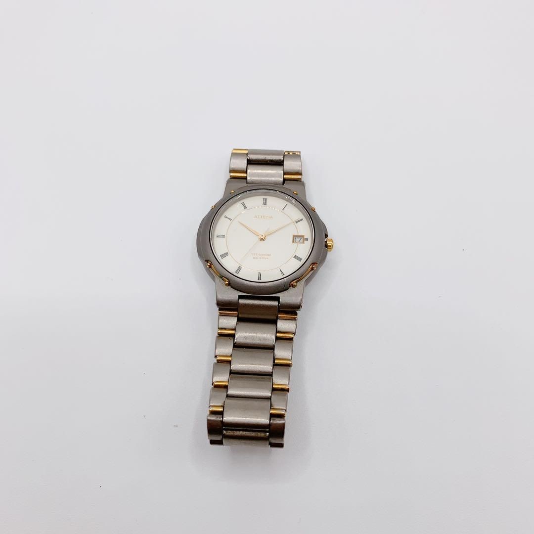 Citizen Attesa 3810-451694Y Date White Dial Titanium Watch Japan