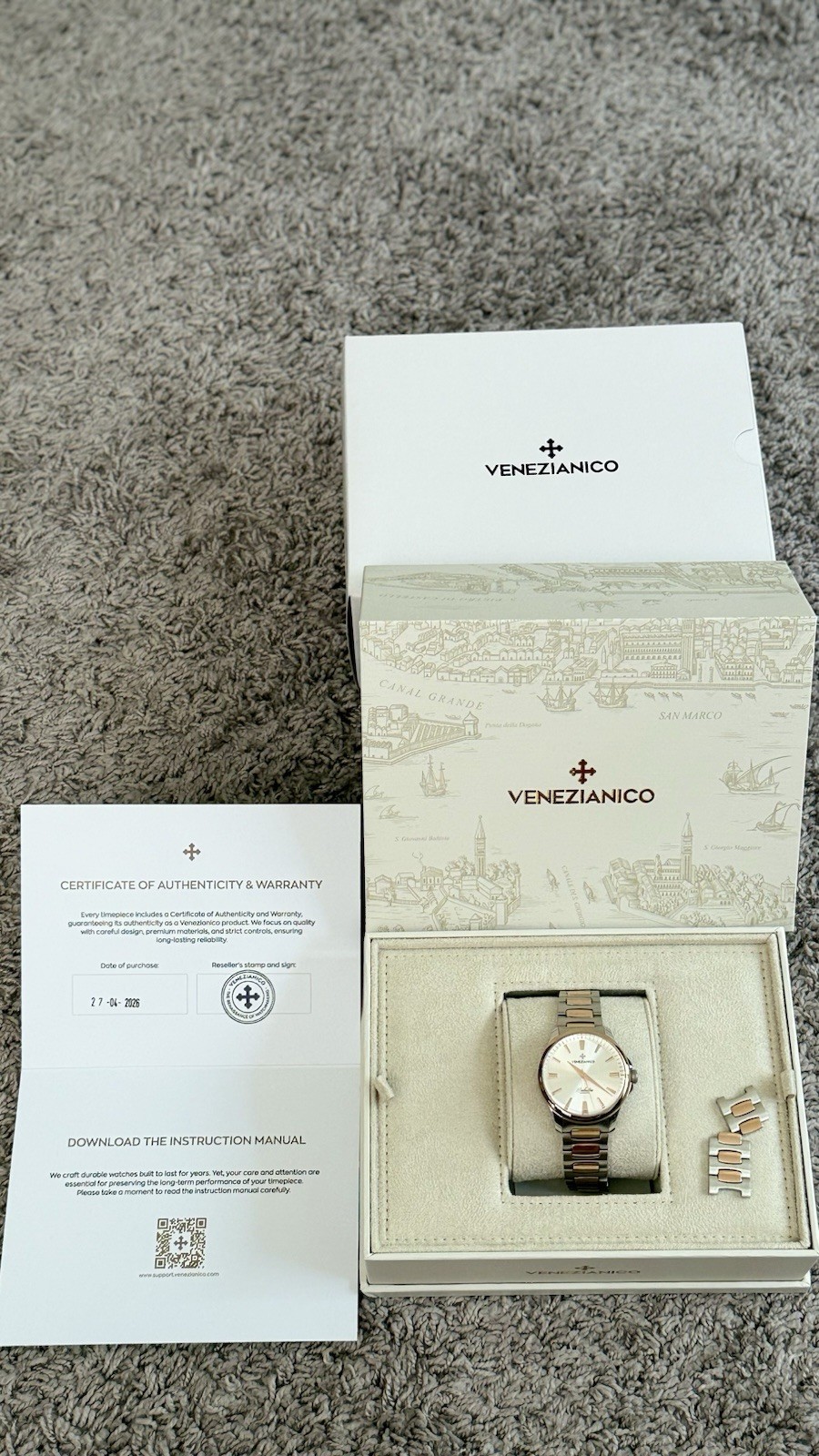 Venezianico Redentore 36 Automatic 1121506C Silver Dial NH35 Sapphire Full Kit