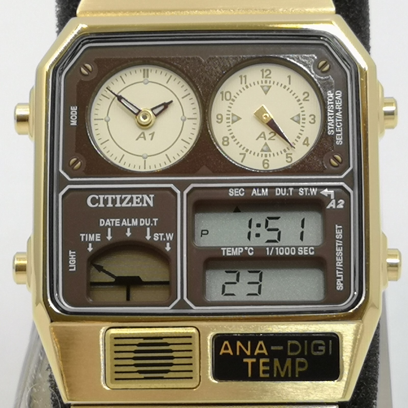 CITIZEN ANA-DIGI TEMP JG2103-72X Brown Gold Reproduction Men’s Watch New in Box
