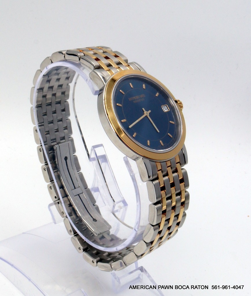 Raymond Weil 5593 Toccata Stainless Steel Two Tone Quartz Watch 35mm Blue Dial