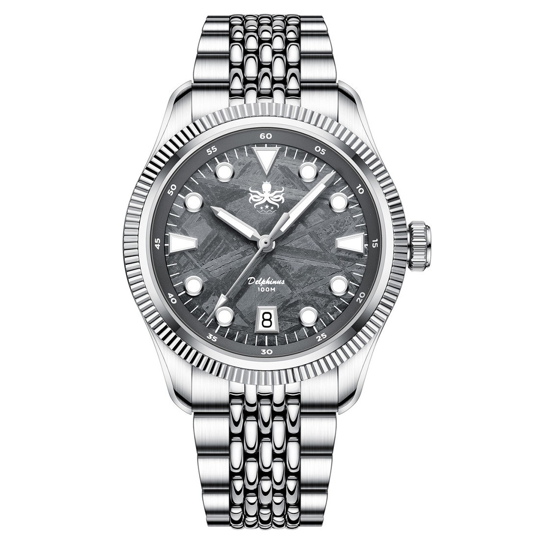 Phoibos Delphinus Meteorite Steel Automatic Grey Stone Date Men’s Watch