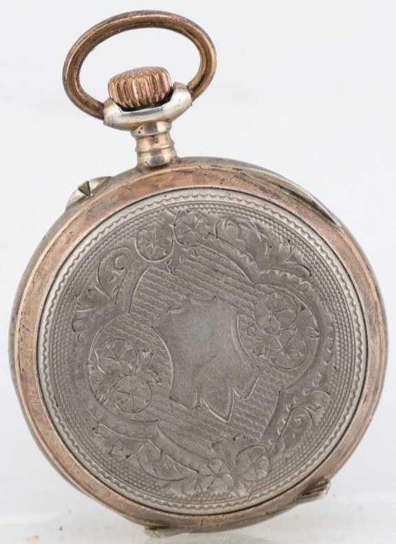 800 SILVER CHATELAINE SWISS FANCY POCKET WATCH, 10j, 30.8mm, FOR REPAIR (LI)
