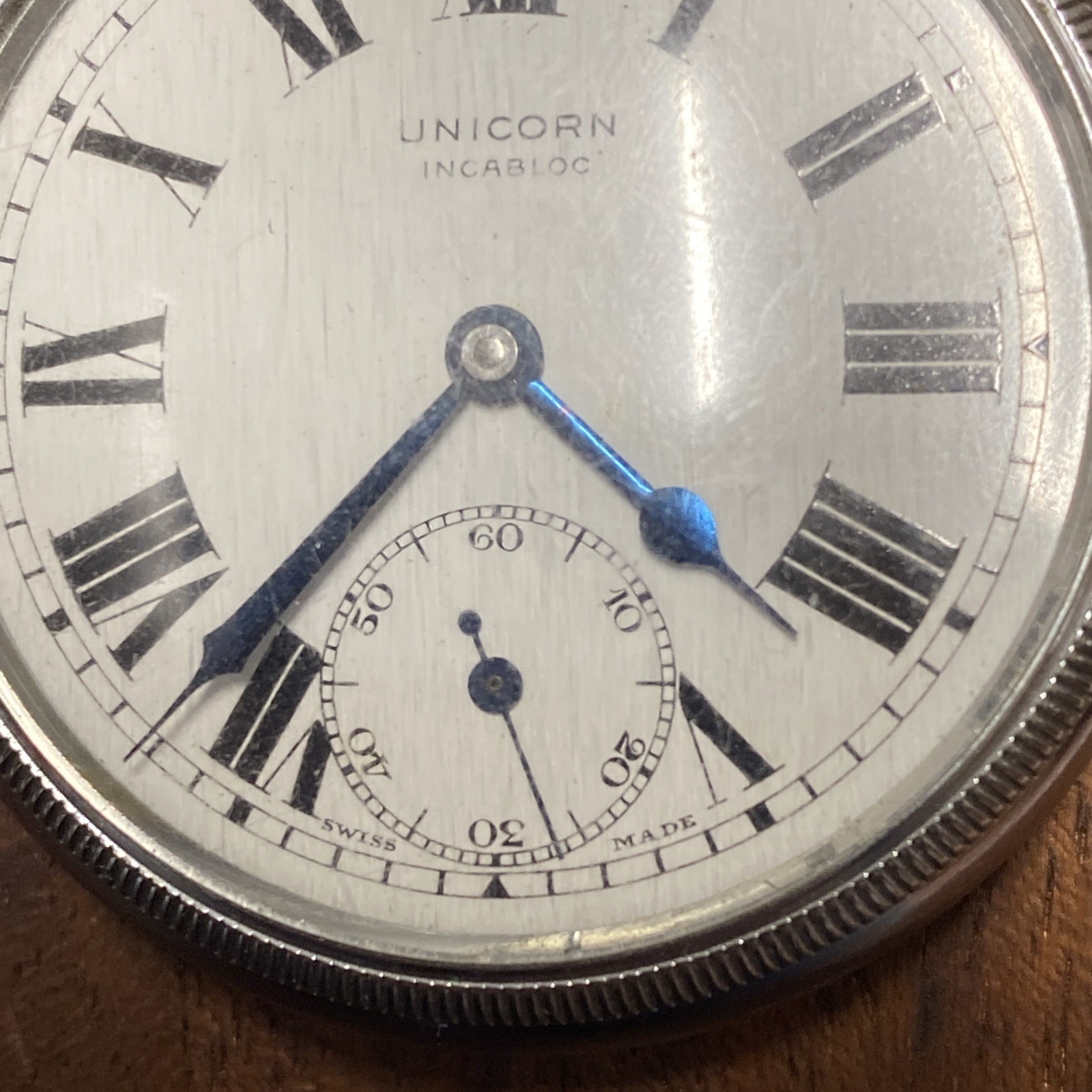 Unicorn Screw Case Front & Back 15 Jewels Pocket Watch Geneva Stripes