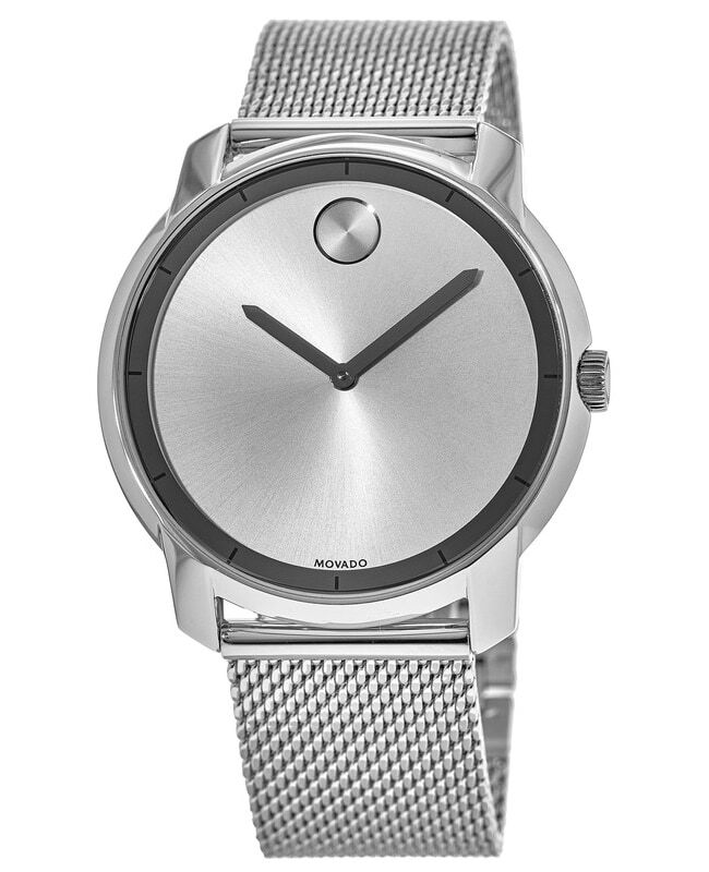 New Movado Bold Silver Sunray Mesh Bracelet 44mm Men’s Watch 3600260